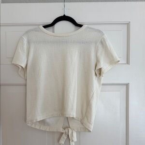 Madewell Cream Short Sleeve Tie-Back Top